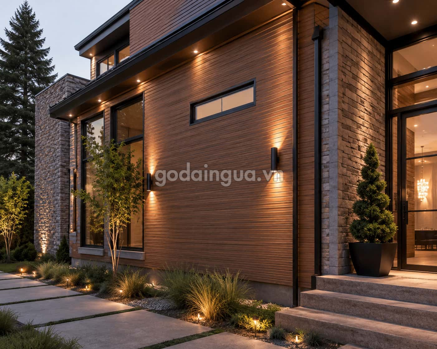 Gỗ Bạch Dương biến tính ốp tường ngoại thất