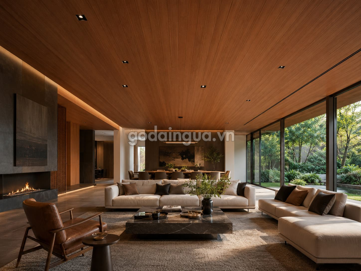 Ứng dụng gỗ Beech biến tính ốp trần